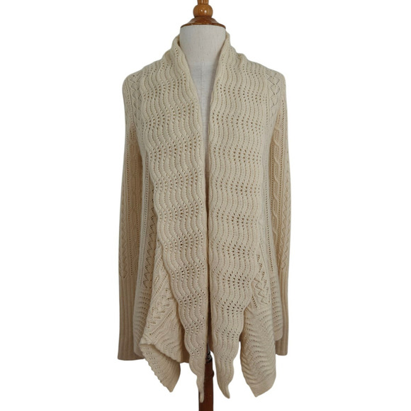 Calypso St Barth Cashmere Open Front Cardigan Sweater Size Smaill Pointelle Soft - Picture 1 of 10